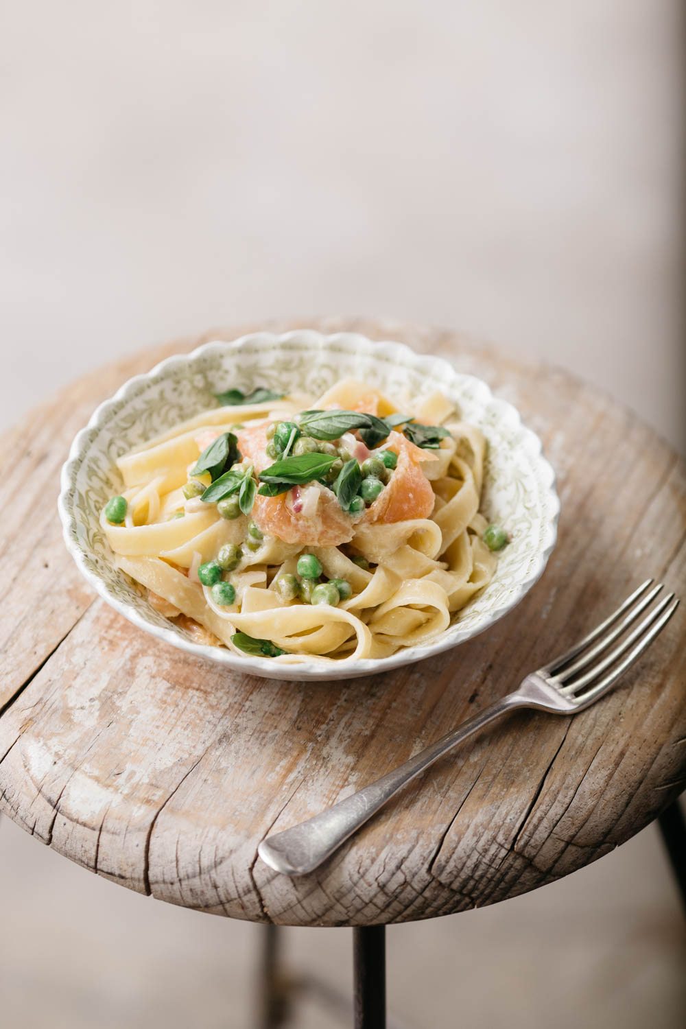 Fettuccine with Salmon, Mascarpone, Lemon and Peas - Liliana Battle